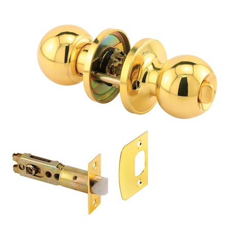 Prime-Line Privacy Knob, Fits 2-3/8 in. and 2-3/4 in. Backset, Round, Brass (1 Set) MP65020